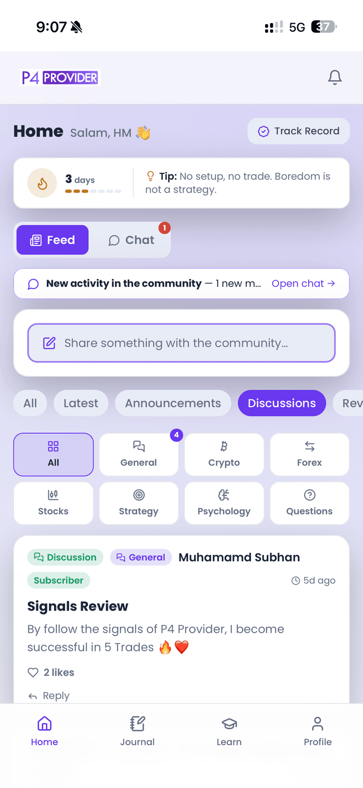 P4 Provider app — Home